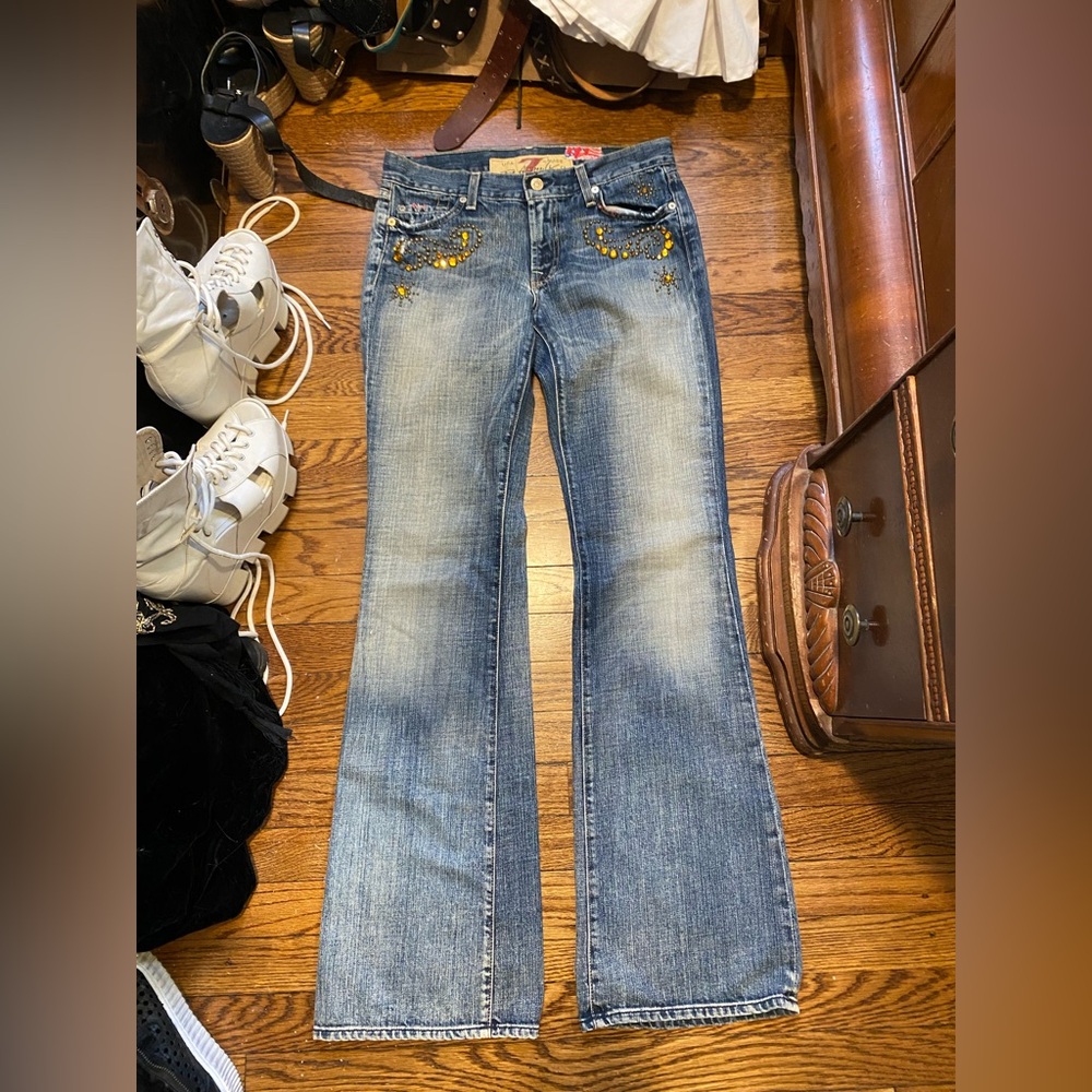 7 for all mankind Embellished Light Blue Flared Women's Jeans